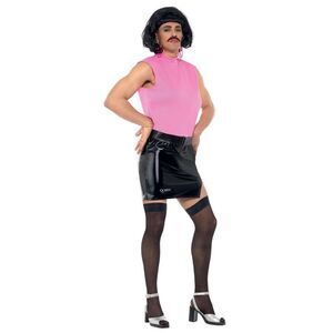 Queen Mens Break Free Housewife Costume / Pink/Black